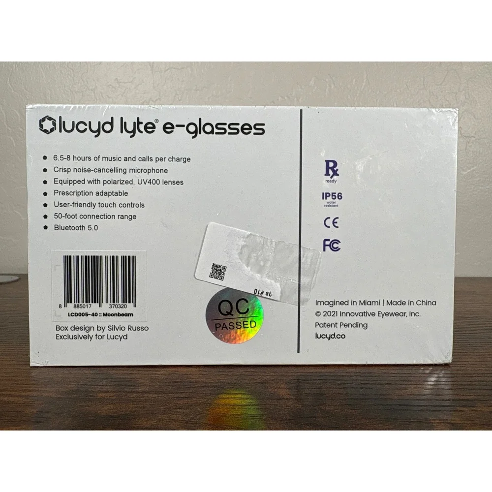 Lucyd Lyte Smart Bluetooth e-Glasses Moonbeam Polarized UV400 LCD005-40 New